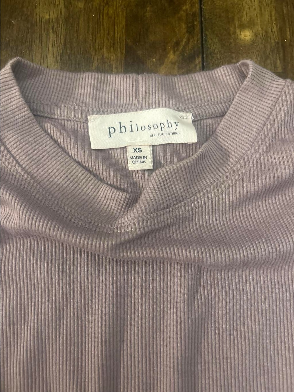 Philosophy Ribbed Crewneck Top in Dusty Lavender